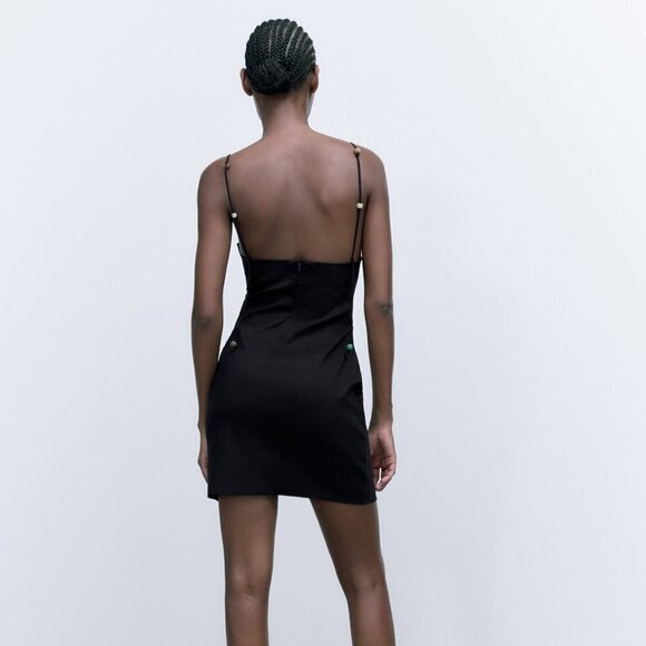 ZARA | Draped Linen Blend Dress | Sz. L - Picture 5 of 14